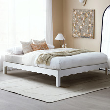 Evelyn Wavy Pine Wood Bed Base