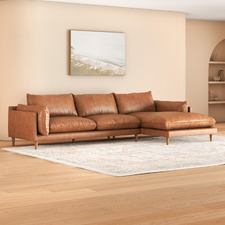 Terry 3 Seater Genuine Leather Sofa with Chaise