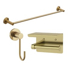 Clovelly Brushed Gold Single Towel Rail & Accessory Package