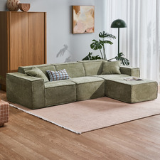 Cubo 4 Seater Chenille Modular Sofa & Ottoman Set