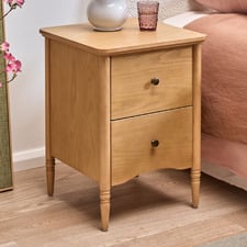 Willa 2 Drawer Ash Wood Bedside Table