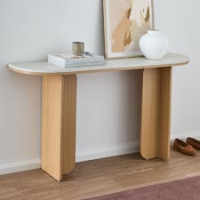 Talia Travertine-Look Console Table