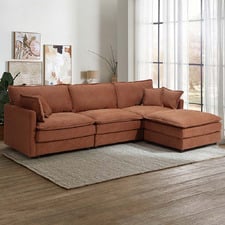 Coco 4 Seater Upholstered Semi-Compressed Modular Sofa & Ottoman Set
