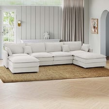 Coco 5 Seater Upholstered Modular Sofa & Ottoman Set