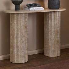 Tilly Travertine-Look Console Table