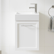 Dunes 400mm Matte White Wall Hung Small Space Single Vanity with Integrated Basin