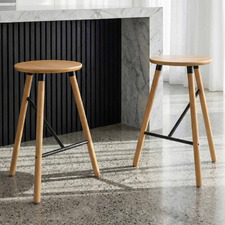 65cm Trina Rubberwood Bar Stools (Set of 2)