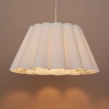 Clem White Fabric Scalloped Pendant Light