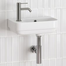 Sabina 450mm Gloss White Ceramic Wall Hung Basin with Overflow