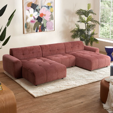 Quinn 5 Seater Chenille Modular Sofa with Double Chaise