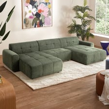 Quinn 5 Seater Chenille Modular Sofa with Double Chaise