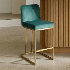 Green 65cm Ottie Velvet Bar Stool