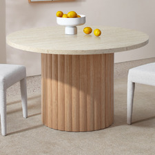 120cm Elodie Round Travertine-Look Dining Table