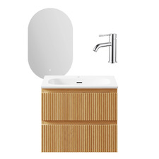 Panama 600mm Oak Vanity Package with Mixer & LED Mirror