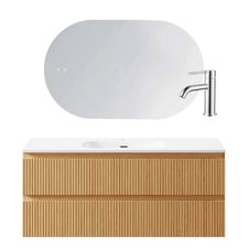 Panama 1200mm Oak Vanity Package with Mixer & LED Mirror