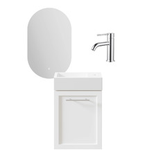 Dunes 400mm Matte White Vanity Package with Mixer & LED Mirror