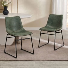 Phoenix Vintage-Style Faux Leather Dining Chairs (Set of 2)