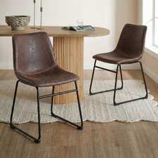 Phoenix Vintage-Style Faux Leather Dining Chairs (Set of 2)