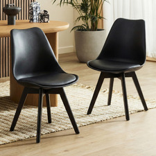 Black Nova Beech & Faux Leather Dining Chairs (Set of 2)
