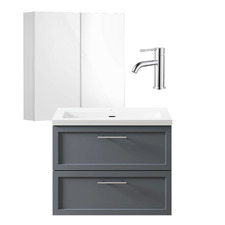 Dunes 800mm Grey Vanity Package with Mixer & LED Mirror