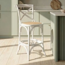 65cm Bella Cross Back Solid Birch Wood Bar Stool