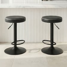 Elwood Faux Leather Adjustable Bar Stools (Set of 2)