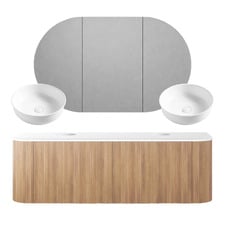 Nomad 1500mm Wall Hung Double Vanity with Basin & Shaving Cabinet Package