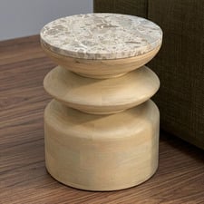 Eliza Marble & Mango Wood Side Table