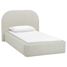 Natural Emery Upholstered Gas Lift Storage Bed Frame