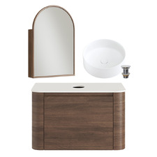 Boyd 750mm Walnut Wall Hung Vanity with Basin & Shaving Cabinet Package