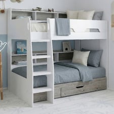 Castel Single Bunk Bed with Shelves