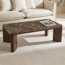 Misha Rectangle Mango Wood & Marble Coffee Table