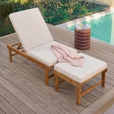 2 Piece St. Barths Acacia Sun Lounge Chair & Ottoman Set
