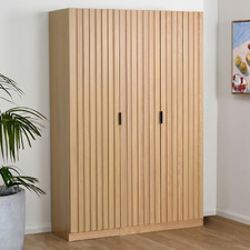 Hatty Slatted 3 Door Cupboard Set