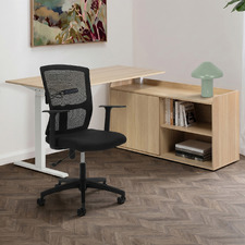Ally Electric Sit & Stand Corner Desk & Matty Matrix Office Chair Set