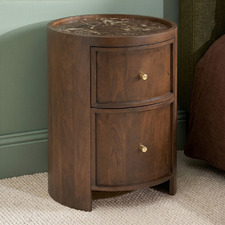 Romy 2 Drawer Marble & Mango Wood Bedside Table