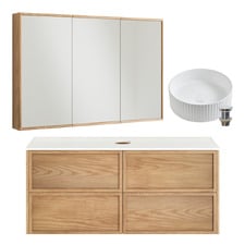 Cali 1200mm Above Counter Vanity Package with Mirrored Shaving Cabinet