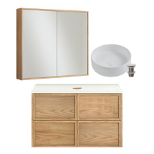 Cali 900mm Above Counter Vanity Package with Mirrored Shaving Cabinet