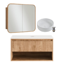 Mabel II 900mm Wall Hung Vanity &  Shaving Cabinet Package