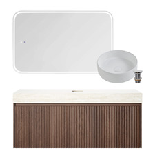 Florence Walnut 1200mm Vanity Package with LED Mirror