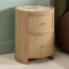 Romy 2 Drawer Marble & Mango Wood Bedside Table
