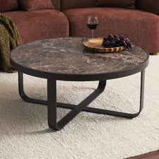 Claudius Round Emperador Marble Coffee Table