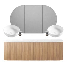Nomad 1500mm Wall Hung Double Vanity with Basin & Shaving Cabinet Package