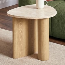Nikki Travertine-Look Side Table