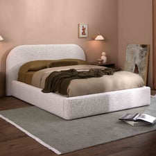 Natural Emery Upholstered Gas Lift Storage Bed Frame
