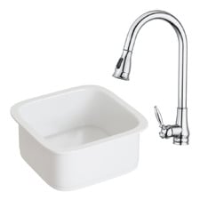Bowral 480mm Top Mount Fireclay Kitchen Sink & Mixer Package