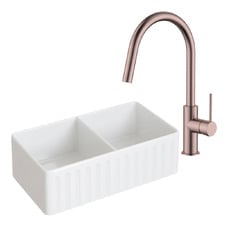 Bowral 830mm Double Fireclay Sink & Pull-Out Mixer Package