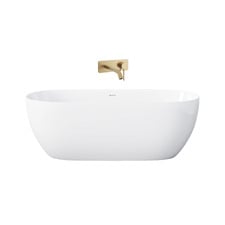 Avalon Egg Acrylic Bath & Brushed Gold Wall Mixer Package