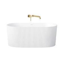 Avalon Fluted Acrylic Bath with Brushed Gold Spout & Wall Mixer Package