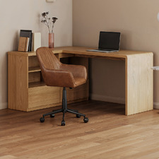 Kinsey Faux Leather Office Chair & Raphael Corner Desk Set